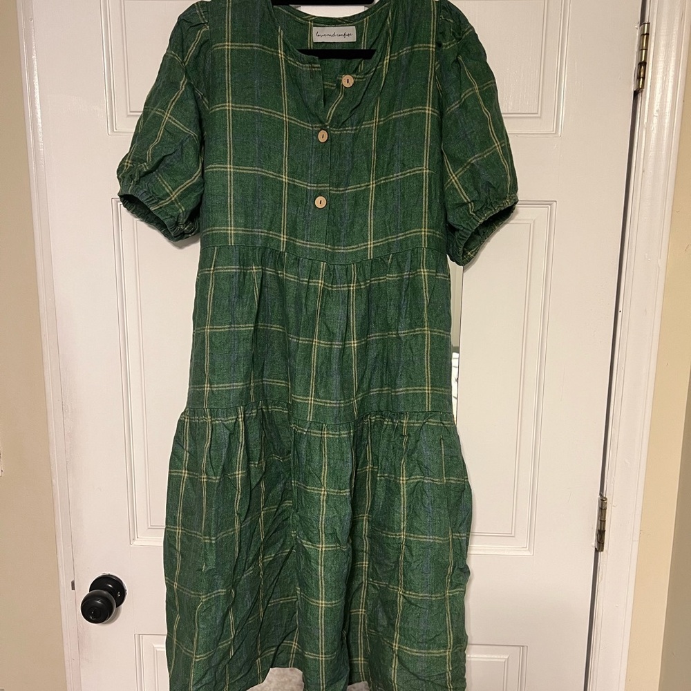 Love and Confuse Green Plaid Dress